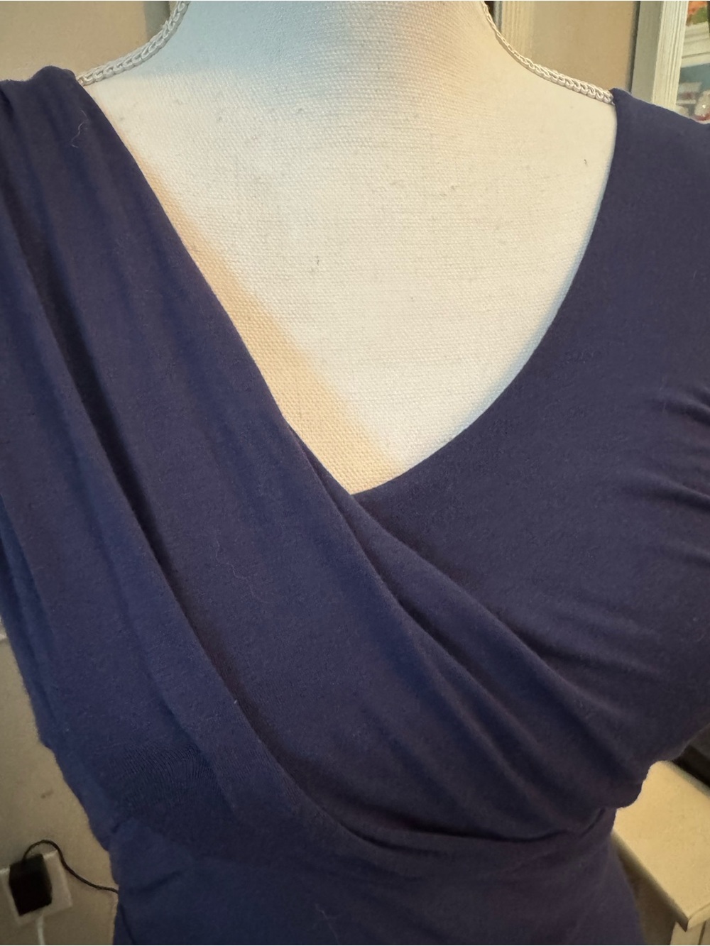 Deletta Navy Sleeveless Ruched Midi Dress Size S - Picture 2 of 5